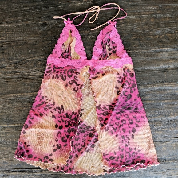 Victoria's Secret Nighty pink print Mesh, X Small - Picture 2 of 3